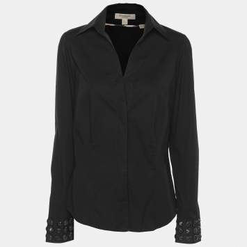 Pre Owned Burberry London Black Cotton Long Sleeve Shirt S