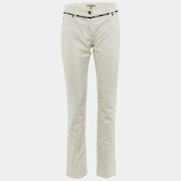 Pre Owned Burberry White Denim Straight Fit Jeans M Waist 32" 