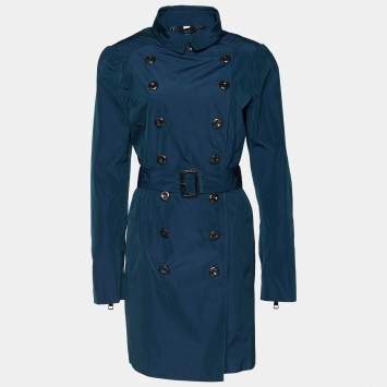 مملوكة مسبقًا Burberry Midnight Blue Synthetic Double Breasted Trench Coat L