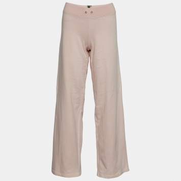 Pre Owned Burberry London Pink Cotton Knit Wide Leg Trousers L