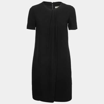 مملوكة مسبقًا Burberry Black Crepe Pleated Mini Dress S