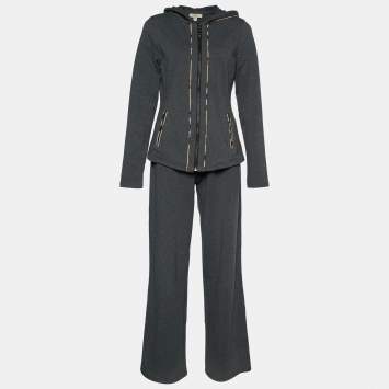 مملوكة مسبقًا Burberry London Grey Stretch Cotton Track Suit L