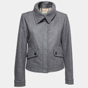 Pre Owned Burberry London Grey Wool Short Coat S