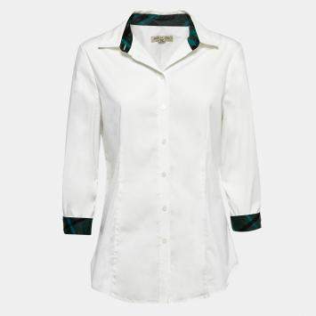 مملوكة مسبقًا Burberry London White Cotton Blend Button Front Long Sleeve Shirt M