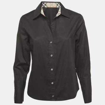 مملوكة مسبقًا Burberry London Black Cotton Button Front Full Sleeve Shirt M