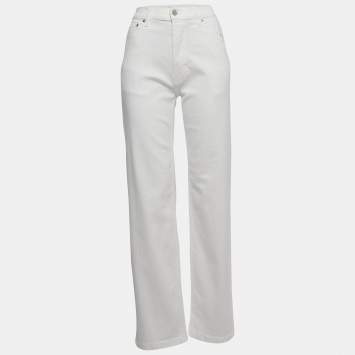 Pre Owned Burberry White Denim Buttoned Jeans M Waist 29"