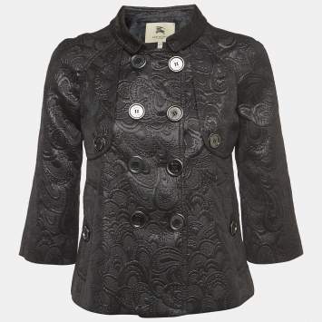 مملوكة مسبقًا Burberry London Black Shiny Jacquard Jacket XS