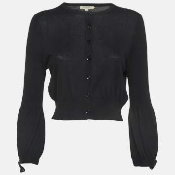 مملوكة مسبقًا Burberry London Black Knit Buttoned Cardigan L