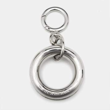 Burberry Palladium Plated Leather Detail Grommet Key Charm