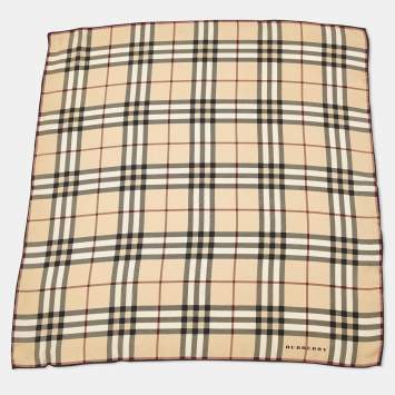 Burberry Beige Nova Check Silk Scarf/Pocket Square 