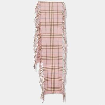 Pre Owned Burberry Pink Vintage Check Lambwool Stole