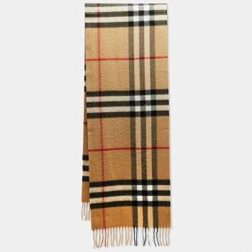 Pre Owned Burberry Archive Beige Gaint Check Cashmere Scarf 