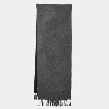 Pre Owned Burberry Grey Cashmere Fringed Scarf