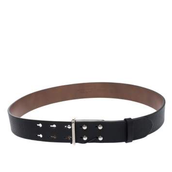 Pre Owned Burberry Black Leather Seth Belt 85CM