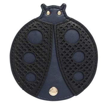 Pre Owned Burberry Blue/Black Leather Ladybug Coin Purse