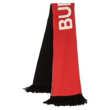 Pre Owned Burberry Bicolor Logo Intarsia Knit Cashmere Football Scarf