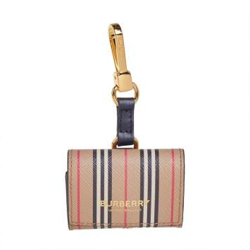 Pre Owned Burberry Beige Icon Stripe Coated Canvas AirPod Pro Case