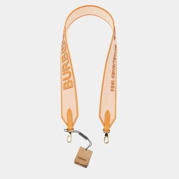 Pre Owned Burberry Peach Logo Canvas Shoulder Bag Strap