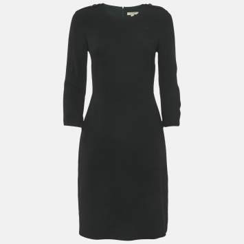 Pre Owned Burberry Black Crepe Full Sleeve Mini Dress S