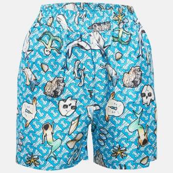 Burberry Blue Tawney Print Silk Shorts XXS