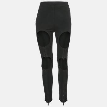 Pre Owned Burberry Black Crepe Cut-Out Zipper Detail Trousers  S