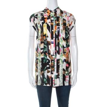 Pre Owned Burberry Multicolor Archive Scarf Print Silk Sleeveless Shirt S