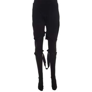 Pre Owned Burberry Black Stretch Jersey Strap Detailed Footed Leggings XL