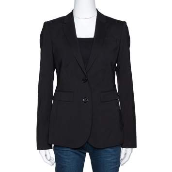 Pre Owned Burberry London Black Stretch Wool Single Button Tailored Blazer S 