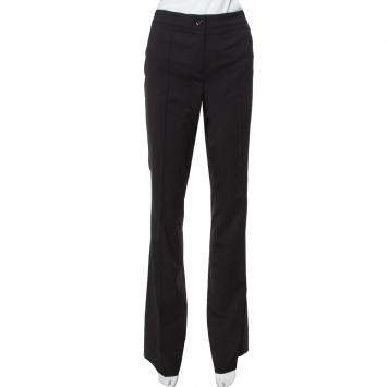 Pre Owned Burberry London Black Stretch Wool Flared Trousers S