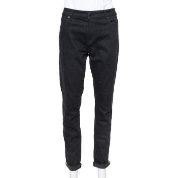 Pre Owned Burberry Black Denim Nova Check Detail Skinny Fit Jeans L
