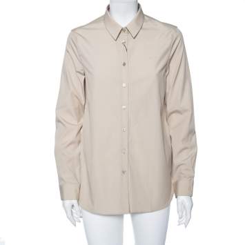 Pre Owned Burberry Beige Cotton Button Front Long Sleeve Shirt M