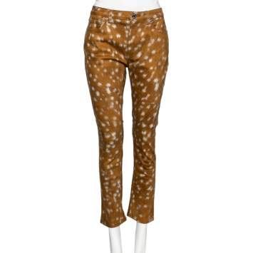 Pre Owned Burberry Brown Honey Printed Denim Jeans M