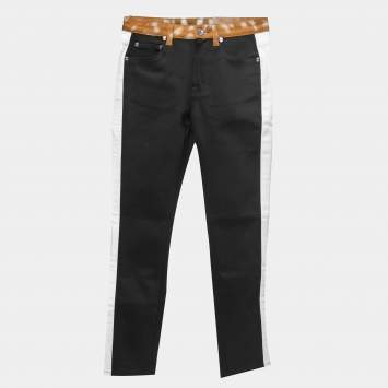 Pre Owned Burberry Black Denim Deer Print Trim Skinny Jeans S Waist 26"