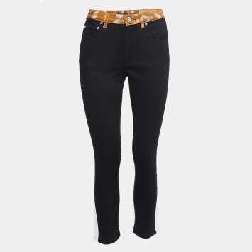 Pre Owned Burberry Black Denim Deer Print Trim Girvan Skinny Jeans S 