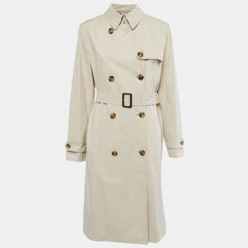 Pre Owned Burberry Beige Synthetic Double Breasted Trench Coat M