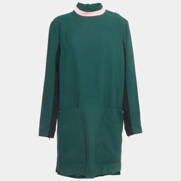 Pre Owned Burberry Green Wool Blend Midi Dress XL