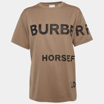 Pre Owned Burberry Brown Horseferry Print Cotton oversized T-Shirt S