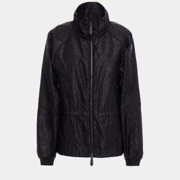 Pre Owned Burberry Black Monogram Patterned Synthetic Jacket M (UK 10)