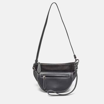 Pre Owned Burberry Black Leather Mini Double Olympia Bag