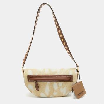 Pre Owned Burberry Beige Calf Hair Small Studded Olympia Shoulder Bag