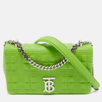 Pre Owned Burberry Green Quilted Leather Small Lola Chain Shoulder Bag