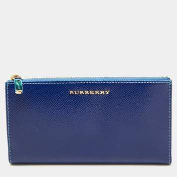 Pre Owned Burberry Blue Patent Leather Constantine Continental Wallet