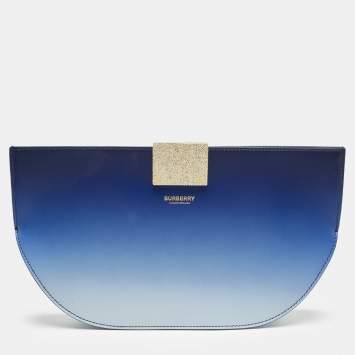 Pre Owned Burberry Blue Ombre Leather Olympia Clutch