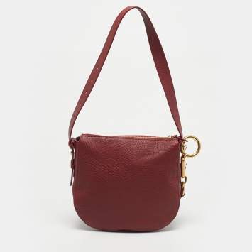 Pre Owned Burberry Ruby Leather Small Knight Shoulder Bag
