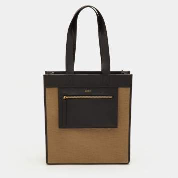 مملوكة مسبقًا Burberry Pocket Manzon Small Black/Beige Canvas and Leather Shopper Tote