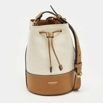 مملوكة مسبقًا Burberry Beige/Tan Canvas and Leather Bucket Bag