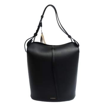 Pre Owned Burberry Black Leather Large Bucket Bag