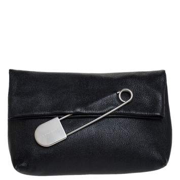 Pre Owned Burberry Black Leather Pin Clutch