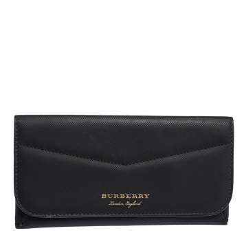 Pre Owned Burberry Black Leather Hoxton Continental Wallet