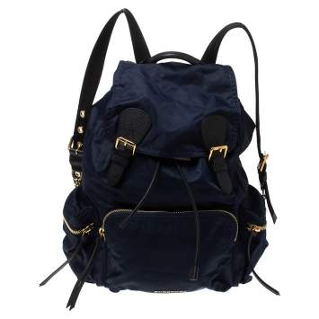 Pre Owned Burberry Navy Blue Nylon Rucksack Backpack